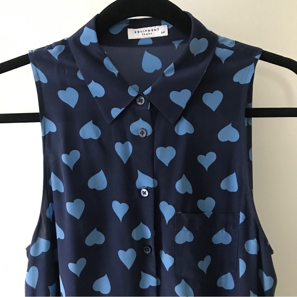 Equipment 💙 100% Silk Hearts Dress